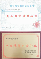 重合同守信用企業(yè)證書(shū)與十大優(yōu)秀內(nèi)資企業(yè)證書(shū)